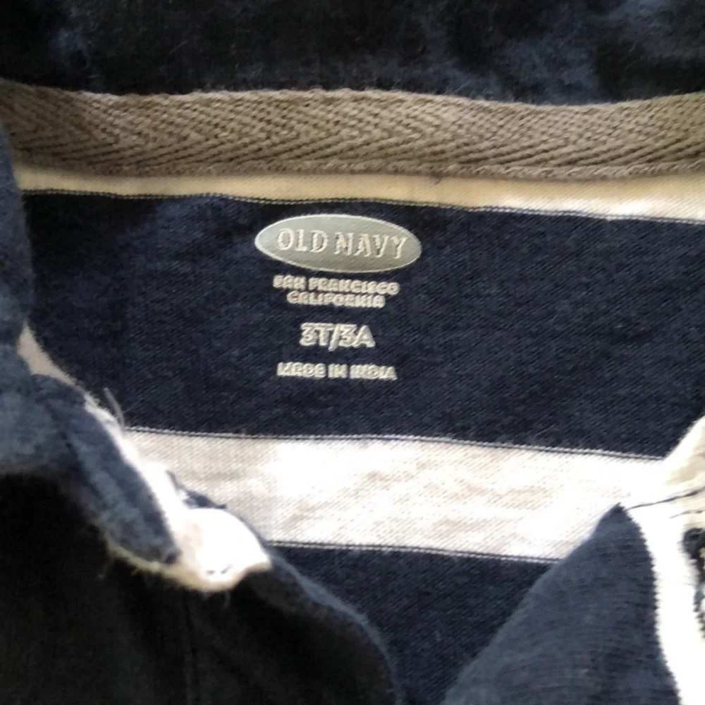Boys Navy and white striped polo